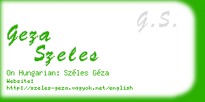 geza szeles business card
